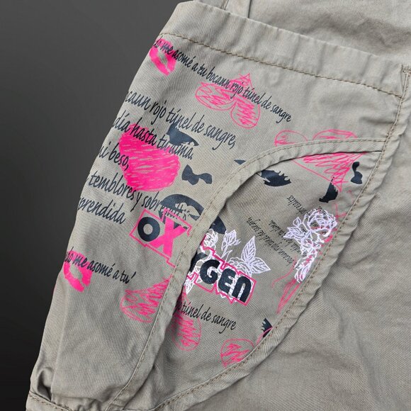 Y2K Cargo Skirt Size S Khaki Green Midi Below Knee Harajuku Grunge Fairy Cotton - Picture 2 of 8